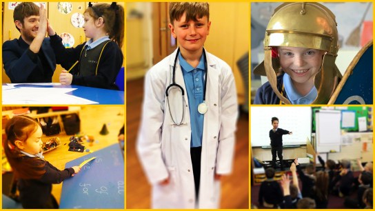 montage of pupils in school