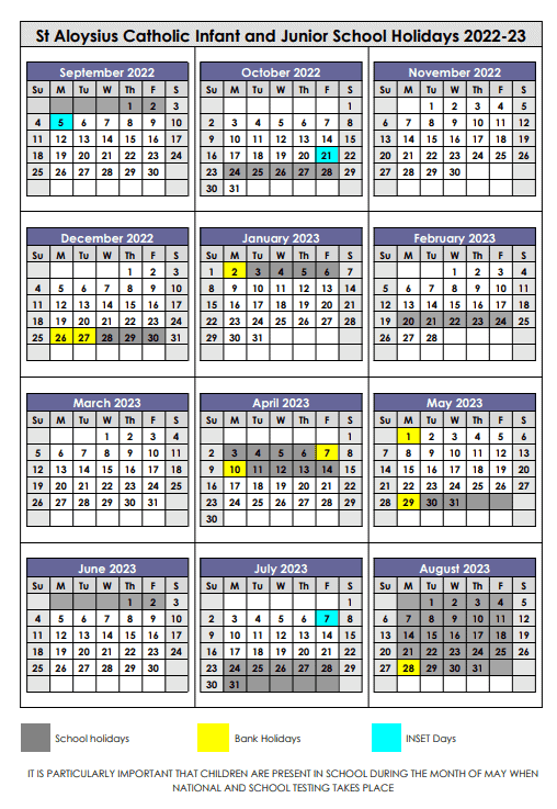 Term Dates 2022-23 - St Aloysius Primary Federation